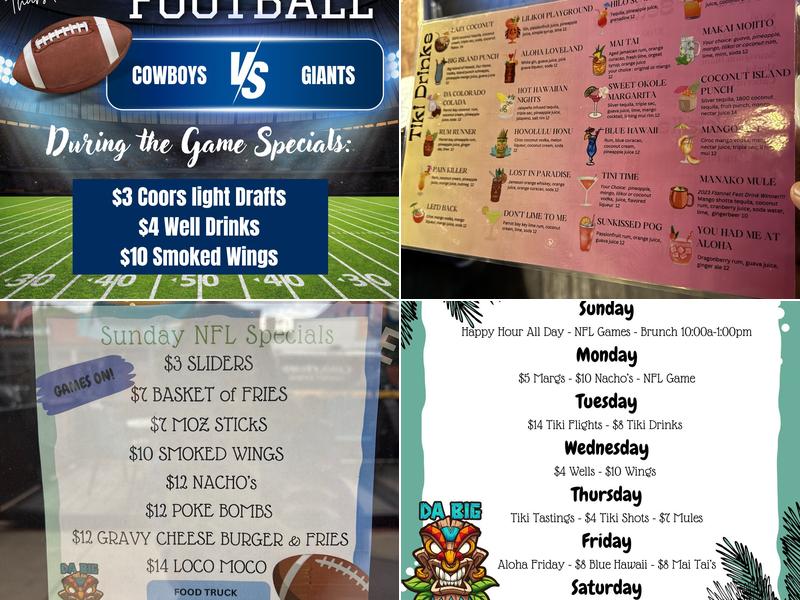 Da Big Kahuna Tiki Bar & Grill Menu