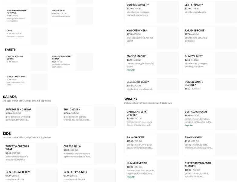 Tropical Smoothie Cafe Menu