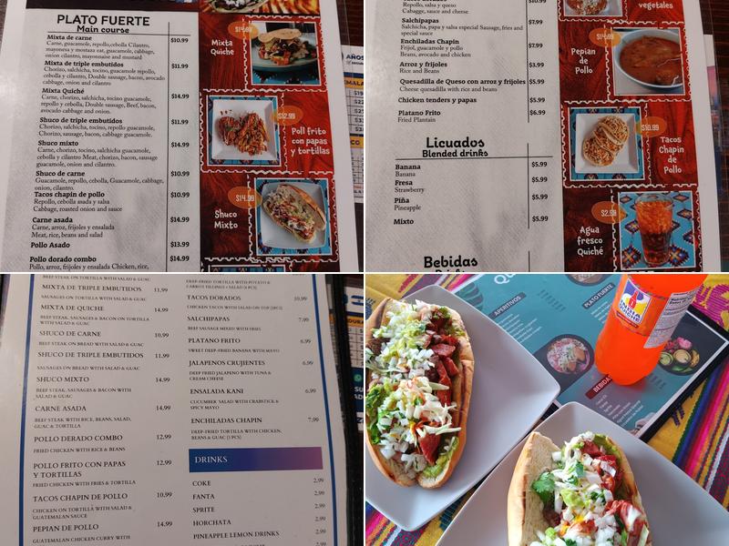 Quiche restaurante Guatemalteco Menu