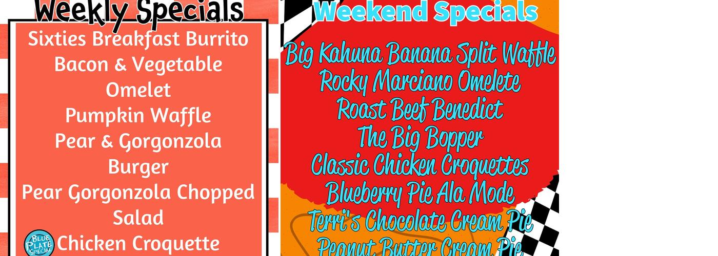 The Sixties Diner Menu