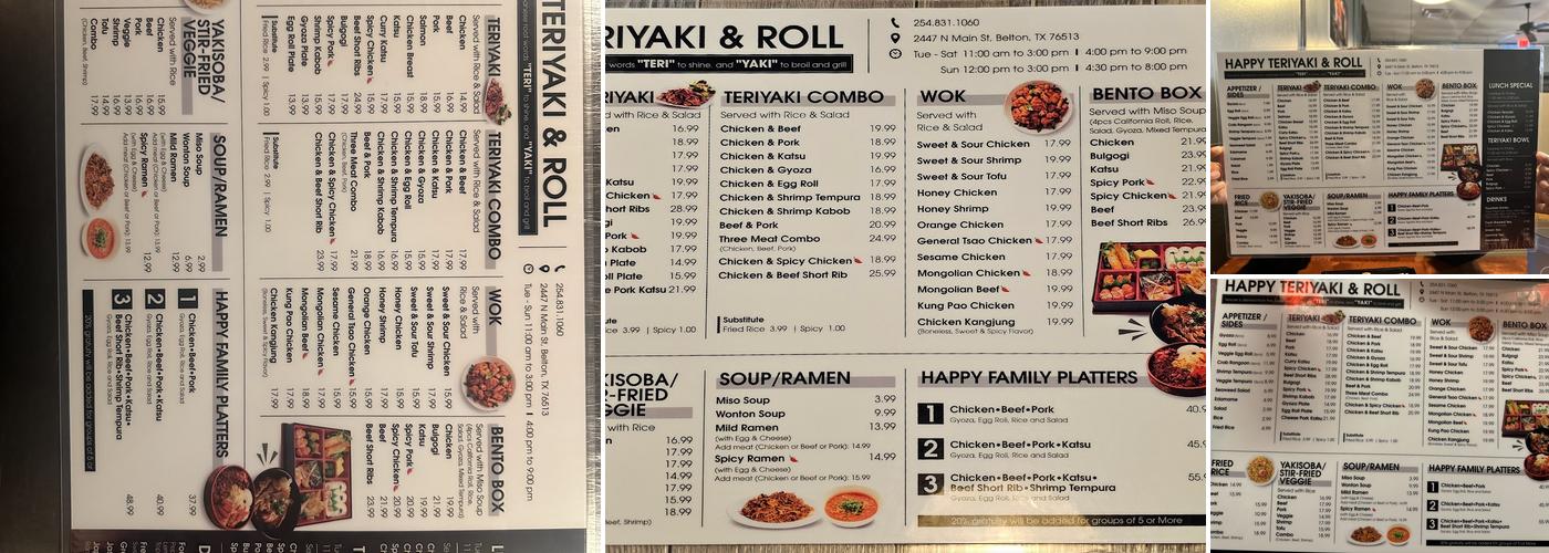Happy teriyaki and rolls Menu