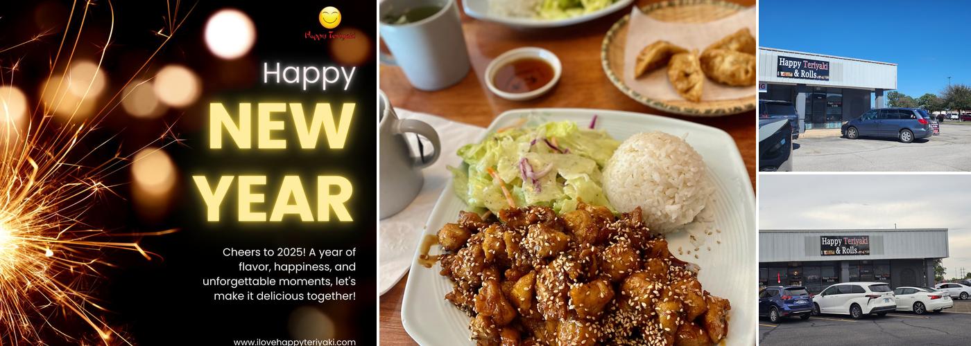 Happy teriyaki and rolls