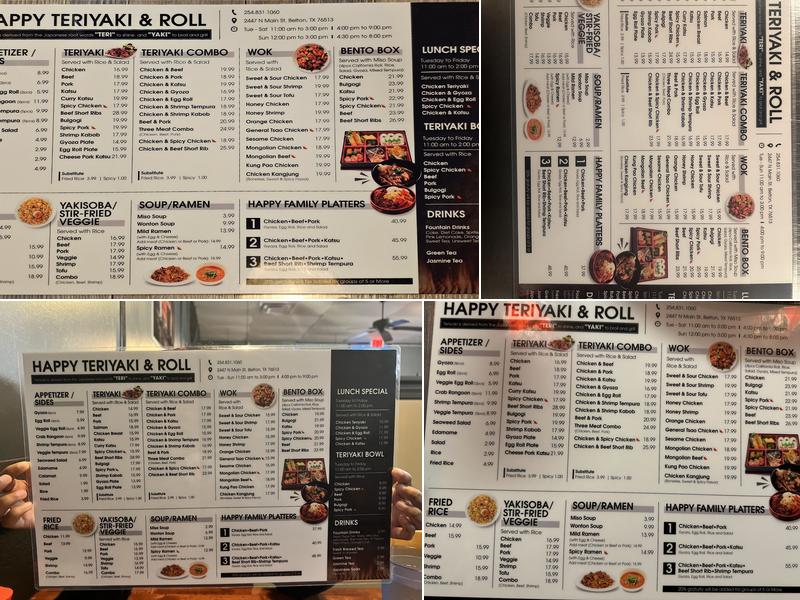 Happy teriyaki and rolls Menu