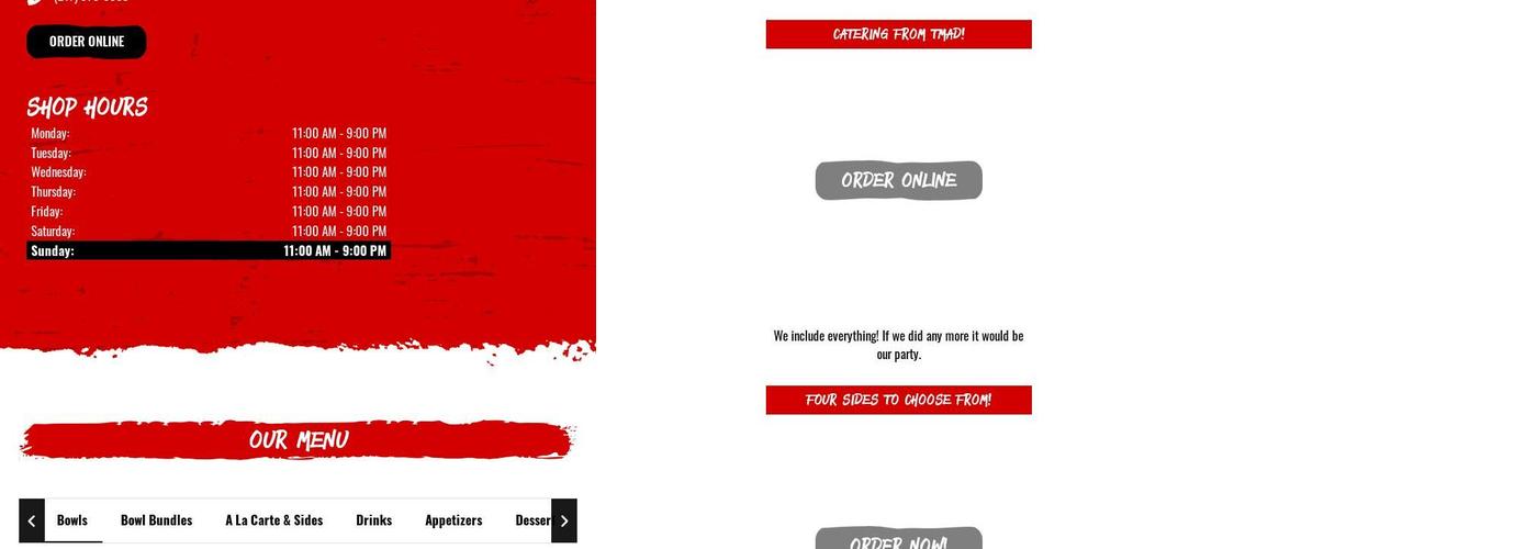 Teriyaki Madness Menu