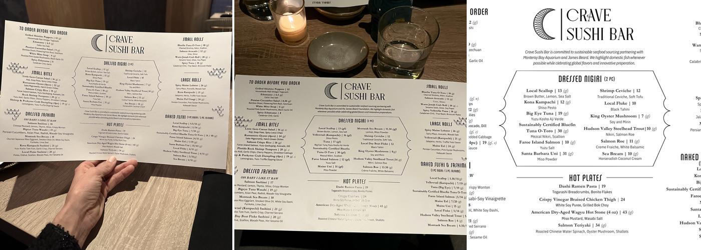 Crave Sushi Bar Menu