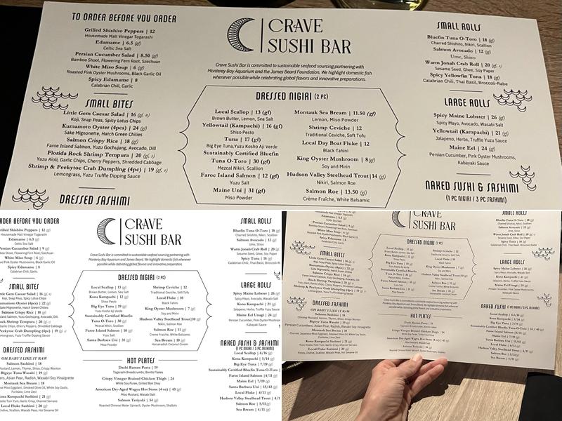 Crave Sushi Bar Menu