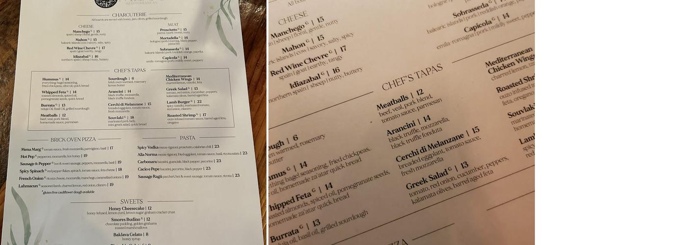 MĒNA Mediterranean Menu