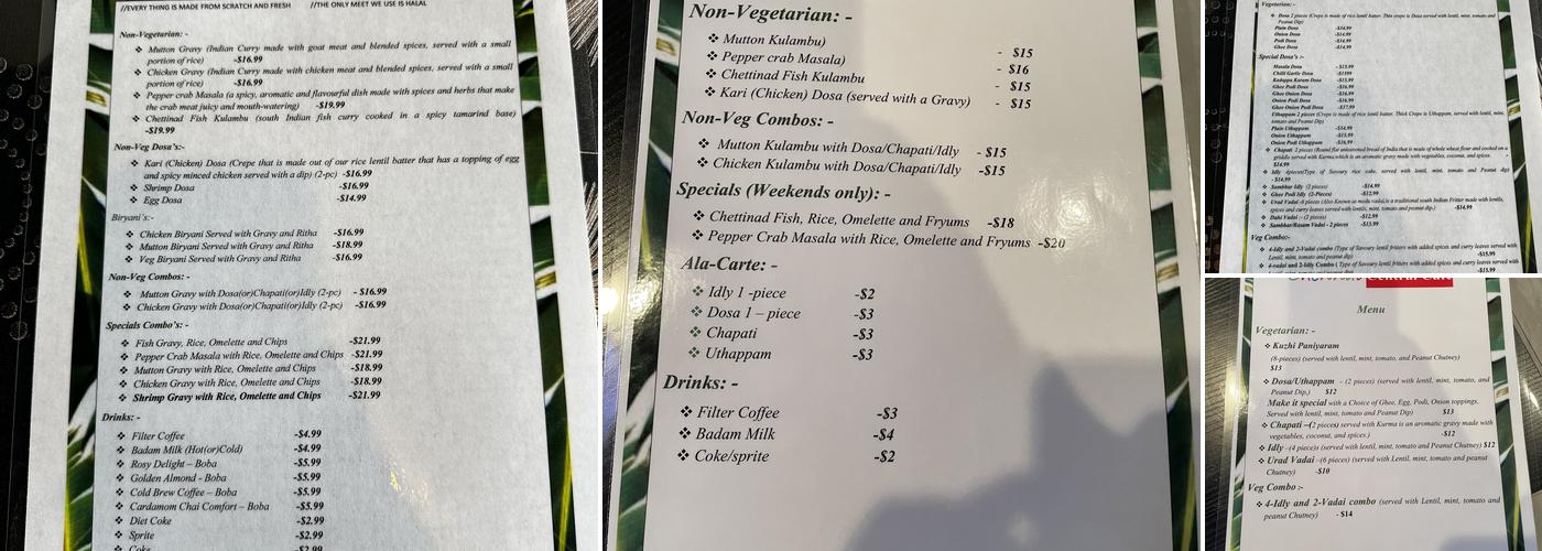 Chennai Central Cafe Menu