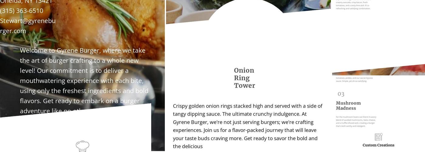 Gyrene Burger Menu