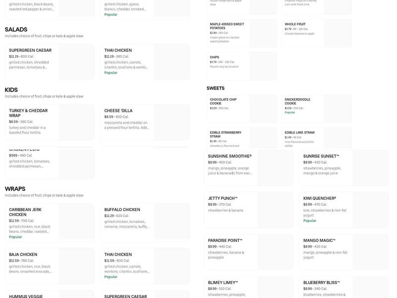 Tropical Smoothie Cafe Menu