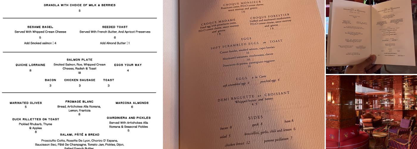 Ash—Bar Menu