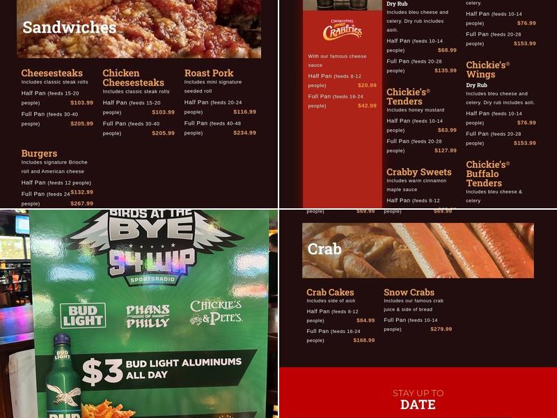 Chickie’s & Pete’s - PHL Airport Terminal E Menu