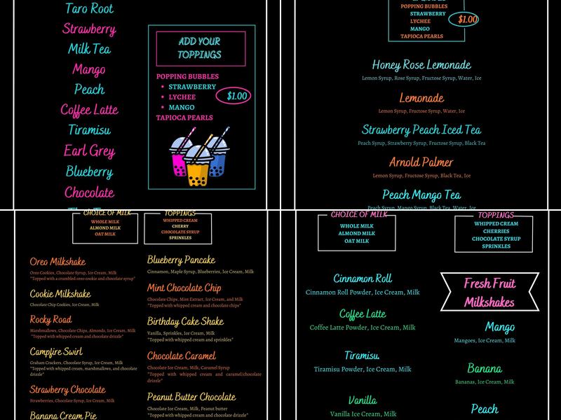 Smoothies on the Square Menu