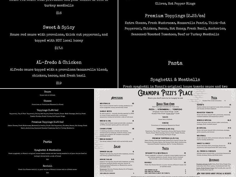 Grandpa Pizzi's Place Menu