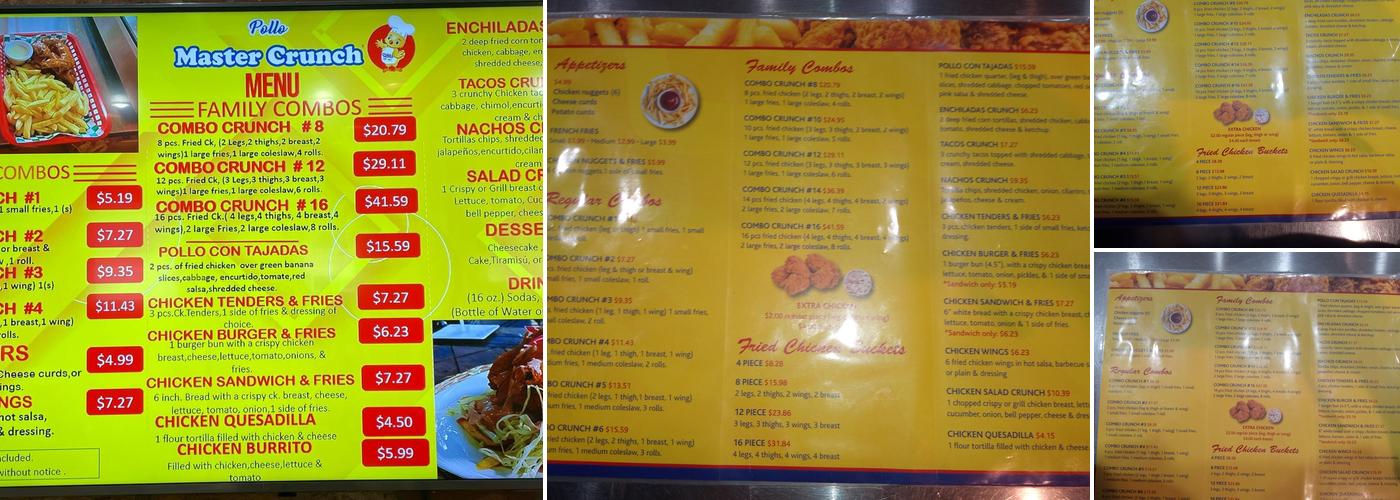 Pollo Master Crunch WI Menu