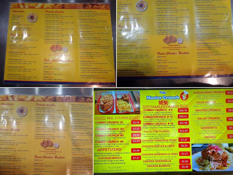 Pollo Master Crunch WI Menu