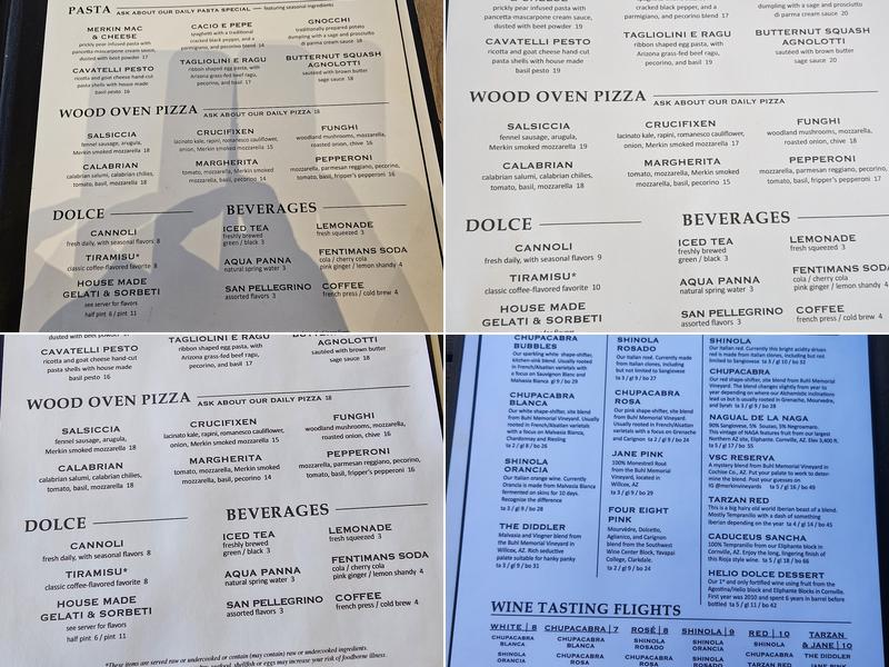 Merkin Vineyards Hilltop Winery & Trattoria Menu