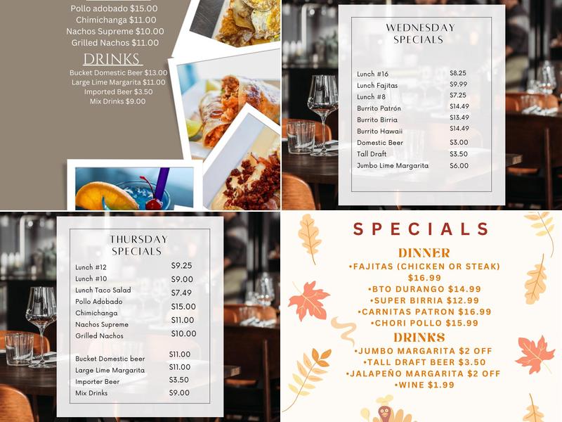 El Paso Mexican Grill Menu