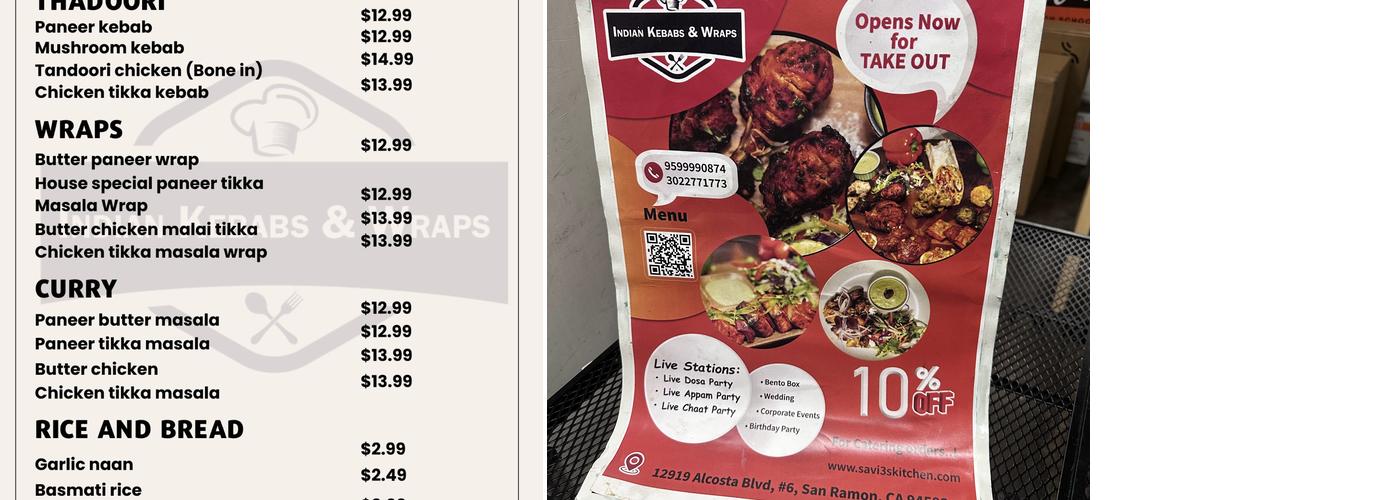 indian kebabs & wraps Menu