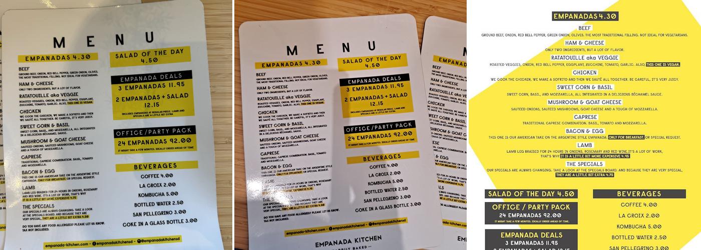 Empanada Kitchen Menu