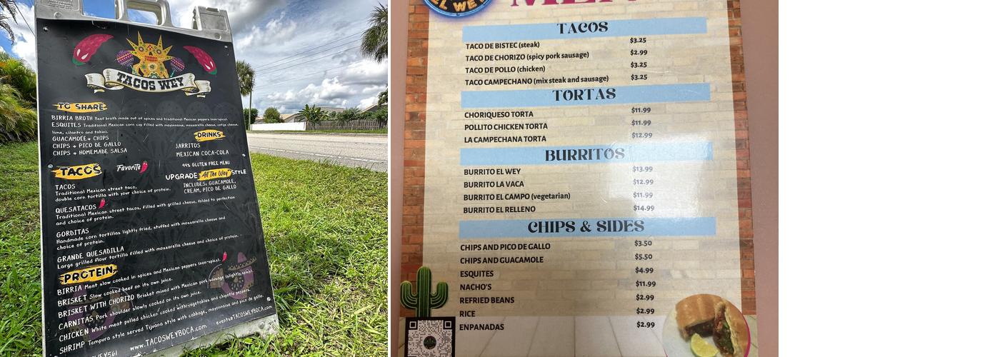 Tacos El Wey Menu