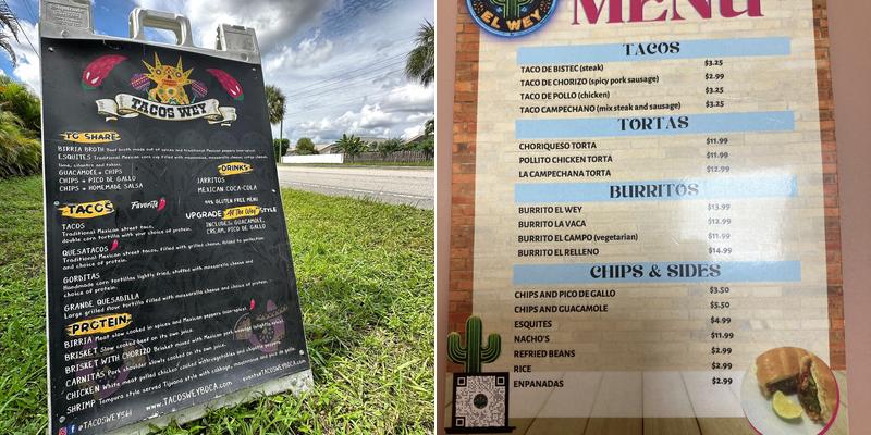 Tacos El Wey Menu