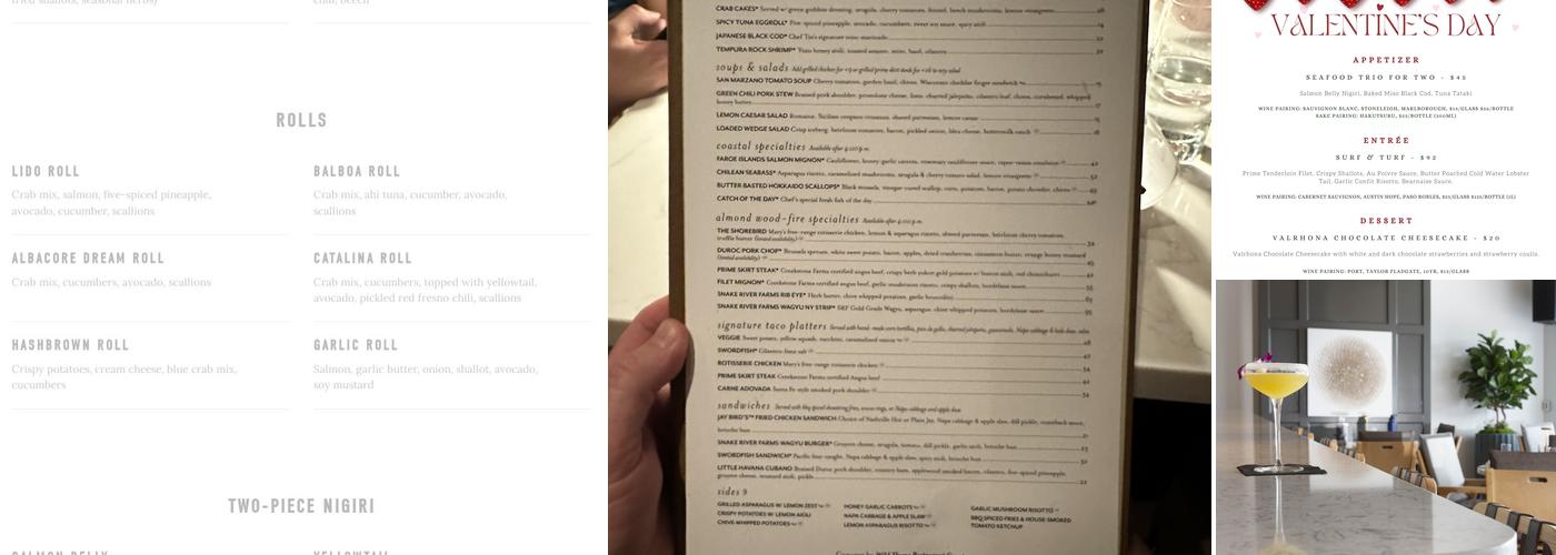 Shorebird Menu