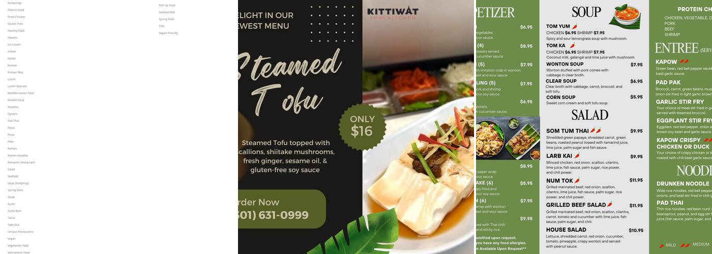 Rice Thai Bistro Menu