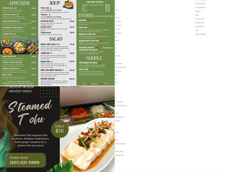 Rice Thai Bistro Menu