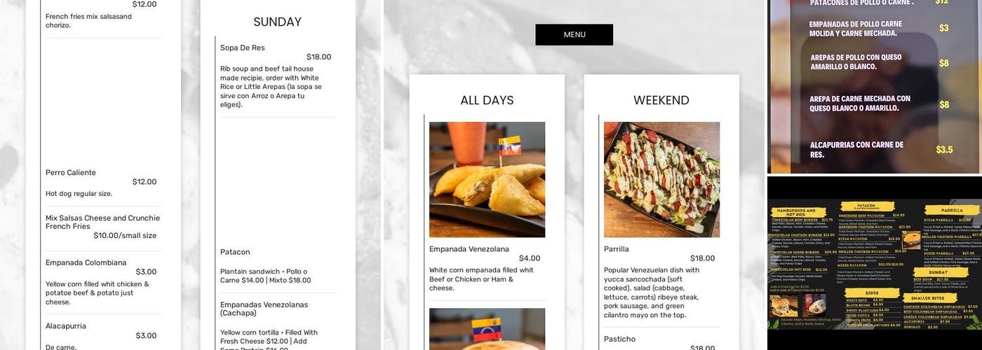 Bodegón sabor latino Menu