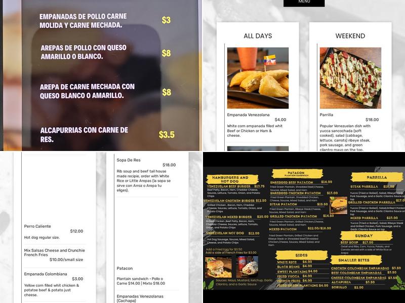 Bodegón sabor latino Menu