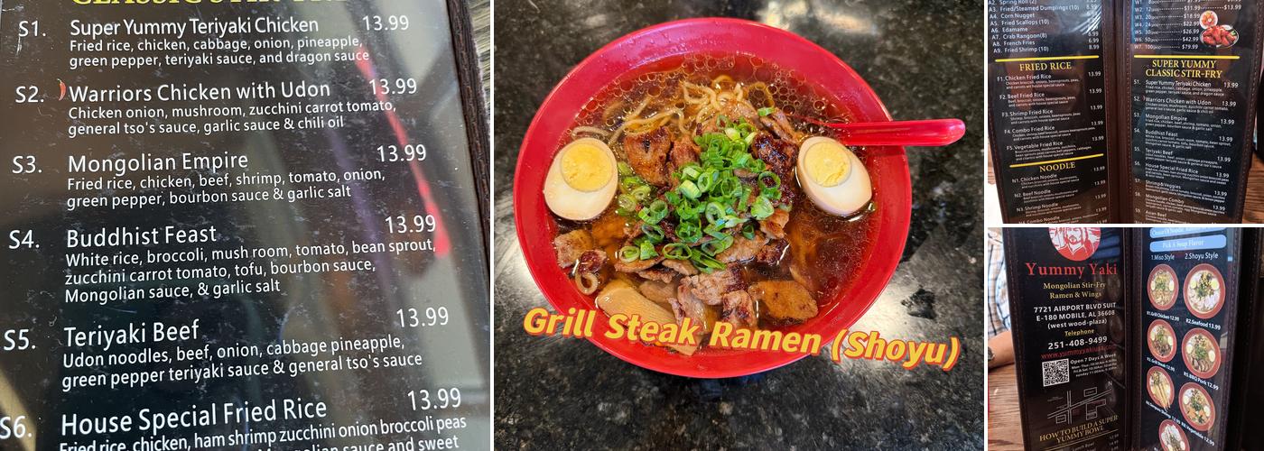 Yummy yaki Menu