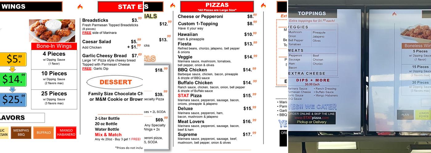 STAT Pizza Menu