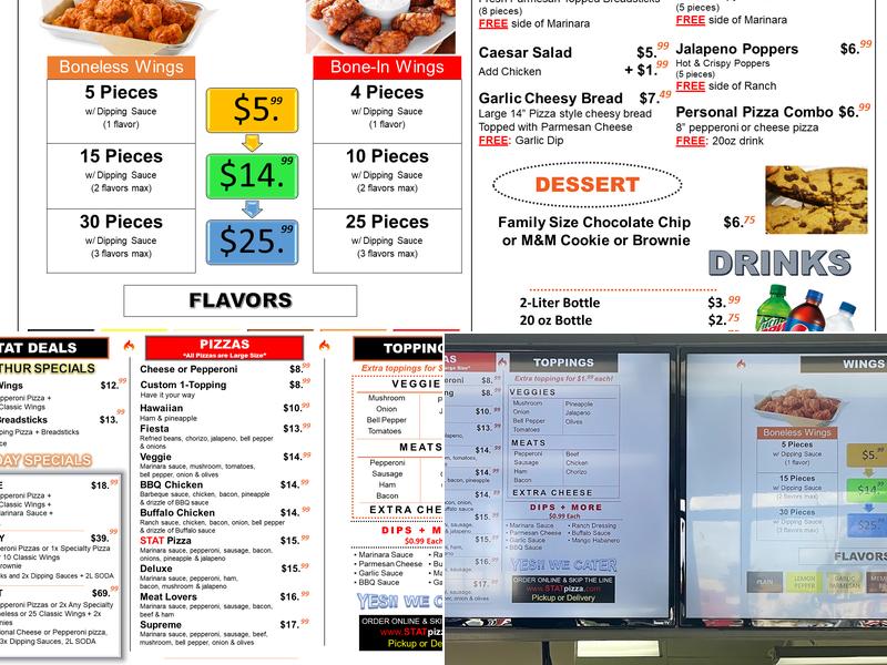STAT Pizza Menu