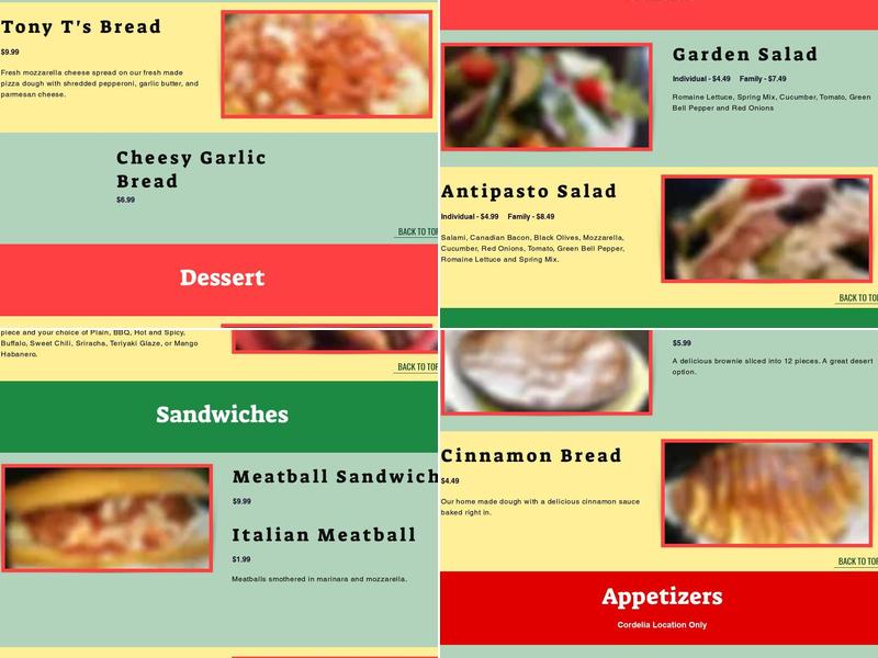 Cenario's pizza of Vallejo Menu