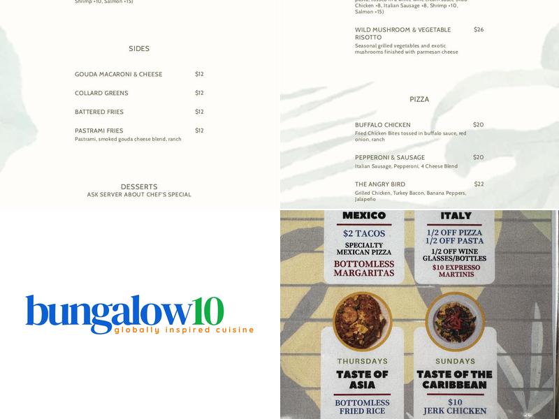 Bungalow 10 Dining Menu
