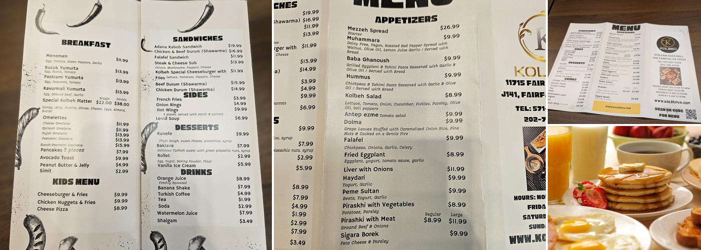 Kolbeh Menu