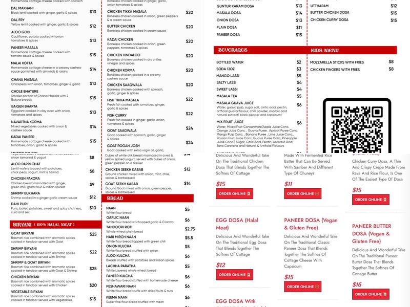 Rohan's Indian Bistro Menu