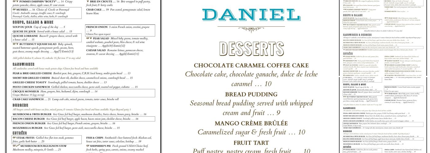 Chez Daniel Menu