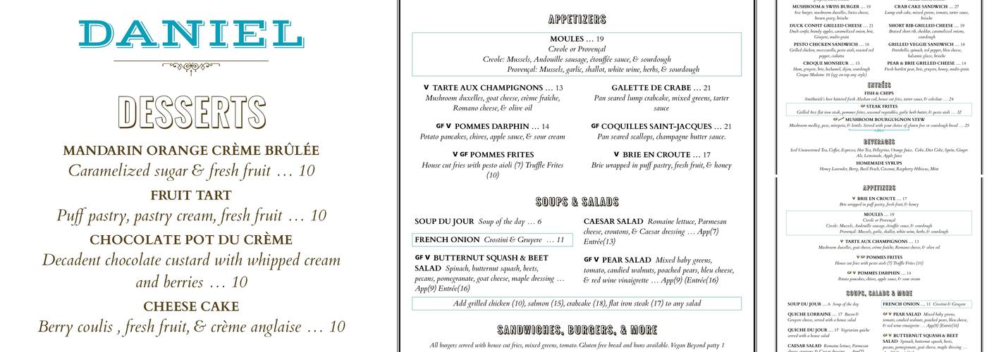 Chez Daniel Menu