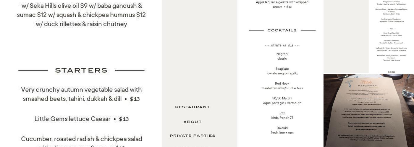 FiNNBAR Menu