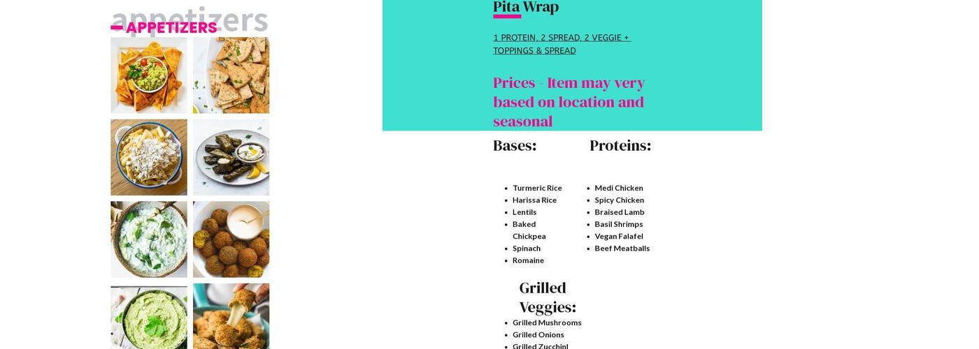 ORION FRESH MEDITERRANEAN Menu