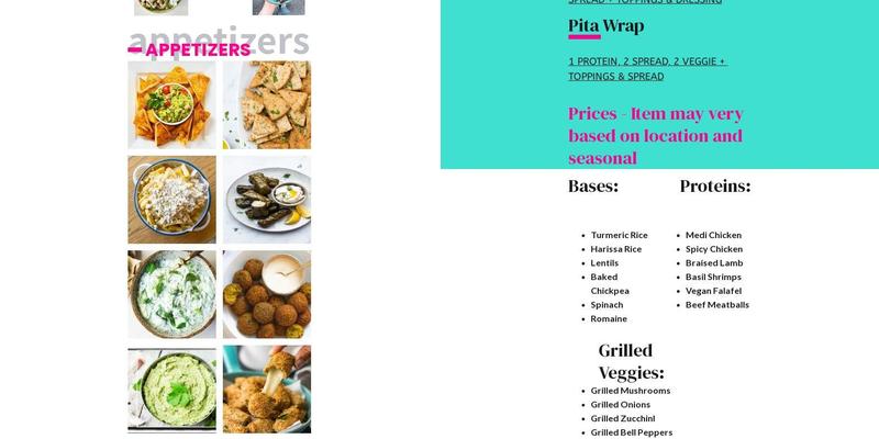 ORION FRESH MEDITERRANEAN Menu