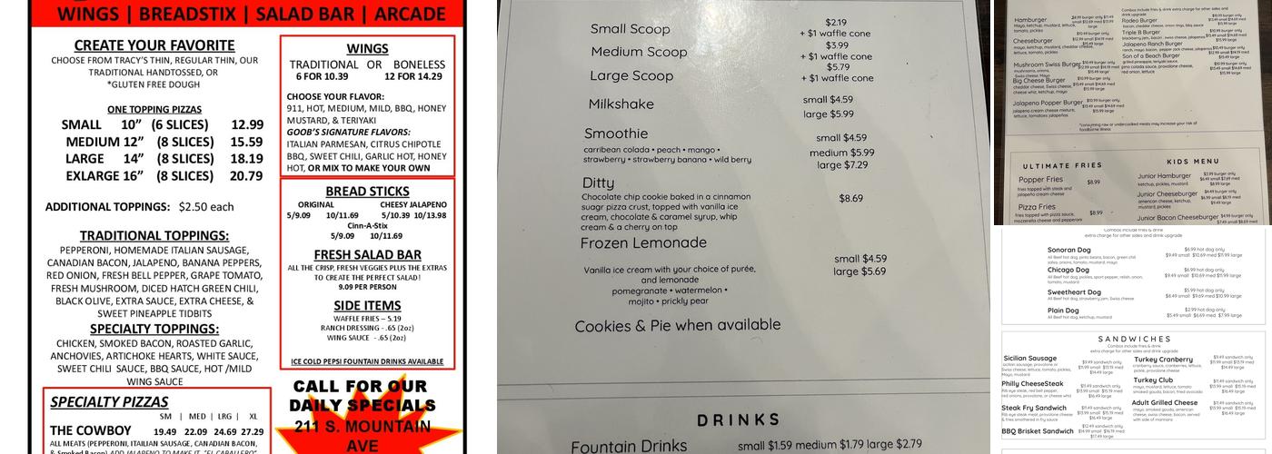 Ditty’s Pizza Menu