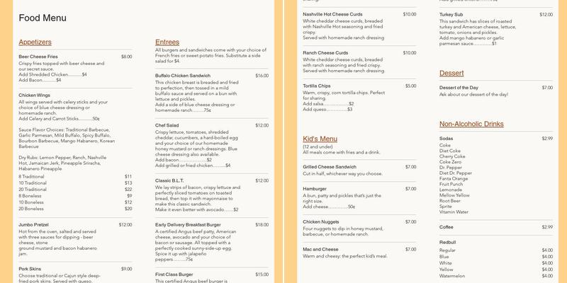 The Prost Office Brewery Menu