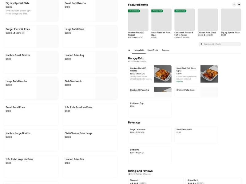 KJayz Treatz & More Menu