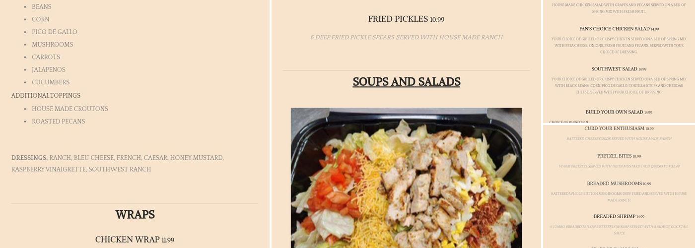 Underdogs Menu