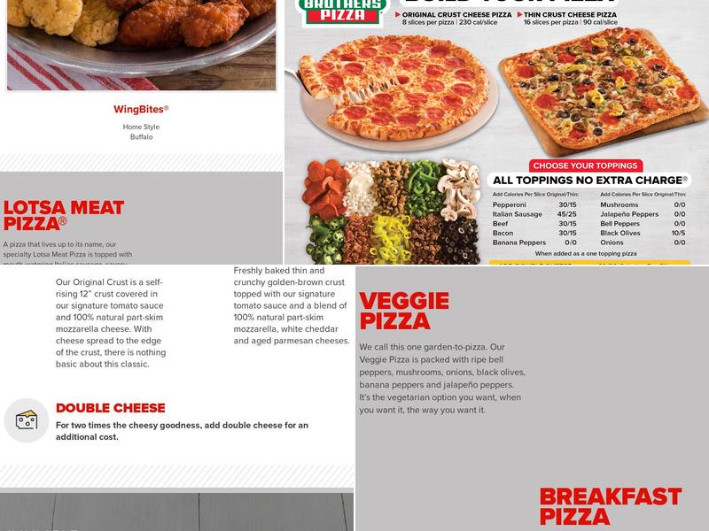 Hunt Brothers Pizza Menu