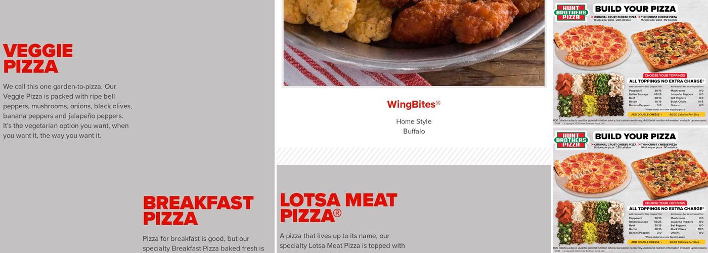 Hunt Brothers Pizza Menu