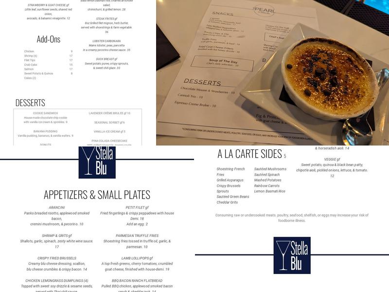 The Pearl at Stella Blu Menu